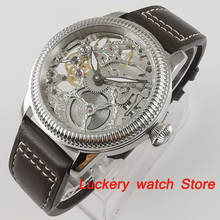 Parnis 44mm Men watches Hollow Mechanical watch 17 jewels 6497 Manual-winding mechanical movement 2024 - buy cheap