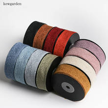 Kewgarden-cintas de lino y algodón con corte bajo, 16mm, 25mm, 38mm, 1 ", 1,5", cinta hecha a mano, accesorios para ramillete de pelo DIY, 10 yardas 2024 - compra barato
