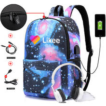 BPZMD Russia Likee App "LIKEE 1 (Like Video)" Backpack USB Charging Bags Men Anti-theft Heart Cat School Bags for Teenage Girls 2024 - buy cheap