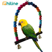 Natural Wooden Parrots Swing Toy Birds Perch Hanging Swings Cage With Colorful Beads Bells Toys Bird Supplies 2024 - buy cheap