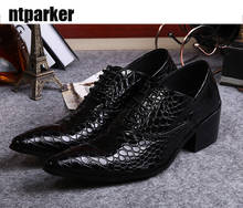 ntparker Handmade Adult Shoes Man Leather high-heeled pointed toe black man's leather shoes,bars/nightclub leather shoes 2024 - buy cheap