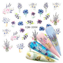 1PC Nail  Flower Series Nail Art Water Transfer Stickers Full Wraps Deer Lavender Nail Tips DIY 2024 - buy cheap