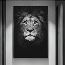 Pintura sobre tela para sala de estar, artístico, leão, zebra, animais, preto e branco, impressão, moderna, imagem decorativa 2024 - compre barato