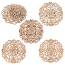 1 Pcs Chinese Combine Western Style Wooden Carved Flower Round Appliques For House Decor 2024 - buy cheap