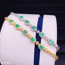 KJJEAXCMY fine jewelry natural Emerald 925 sterling silver new women hand bracelet support test popular 2024 - buy cheap