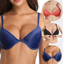 Vgplay Sexy Dark Blue Women Bra Front Closure Push Up Lingerie Lace Y-line Straps Plunge Bras For Women Plus Size A B C D DD E 2024 - buy cheap