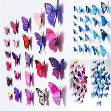 Pegatinas de mariposas 3d de PVC para decoración del hogar, calcomanías artísticas de mariposas bonitas, arte de pared para habitación, gran oferta, 12 Uds. 2024 - compra barato