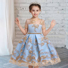 Summer Retro Court Dress Kids Dresses For Girls Clothes Children Costume Embroidery Princess Party Dress Girl Flower Gown 2024 - buy cheap