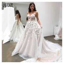 JIERUIZE Romantic Boho Wedding Dresses 3D Floral Appliques Spaghetti Straps Sweetheart Backless Bridal Gowns Vestido de noiva 2024 - buy cheap