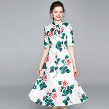 Vestido de verano de manga corta con estampado Floral para mujer, traje elegante con cuello de lazo para oficina y vacaciones, 2020 2024 - compra barato