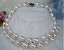double strands 9-10mm freshwater natural white baroque pearl necklace 18"19" 2024 - buy cheap