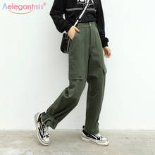 Aelegantmis Casual Pockets Hip Hop Harajuku Pants Women Streetwear Cargo Pants Loose Female Joggers High Waist Trousers 2024 - buy cheap
