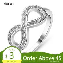 Женское кольцо Visisap, микро инкрустированные цирконом, 8 стилей, цвета белого золота, подарок на день рождения, B2642 2024 - купить недорого