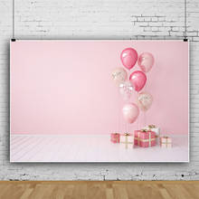 Laeacco Pink Balloons Newborn Baby Birthday Party Photography Backdrop Photo Studio Wood Floor Baby Portrait Box Gift Background 2024 - buy cheap