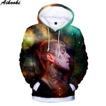 Aikooki novo lil peep 3d hoodies homens moda casual hip hop 3d hoodie rapper lil peep moletom popular streetwear casacos 2024 - compre barato