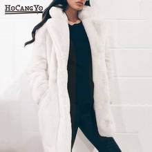 HCYO Autumn Winter Women Fur Coat Plus Size 3XL Covered Button Furry Faux Fur Coats Women's Long Loose Soft Rabbit Fur Overcoat 2024 - buy cheap