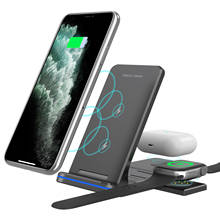 3 in 1 Wireless Charger Stand For iPhone 11 12 Pro Max Qi 15W Fast Charging Induction Chargers For Apple Watch 6 5 4 AirPods Pro 2024 - buy cheap