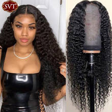 SVT-pelucas de cabello humano malayo para mujeres negras, Pelo Rizado de onda profunda, parte en T, Color Natural, cierre de encaje, línea prearrancada 2024 - compra barato
