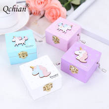 New Creative Antique Carved Hand-Cranked Wooden Game Of Unicorn Jewelry Music Box Souvenir Gift Box Birthday Gift to girlfriend 2024 - buy cheap