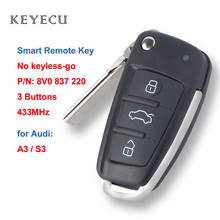 Keyecu 8V0 837 220 434MHz No Keyless go Remote Car Key Fob 3 Buttons 434MHz for Audi A3 S3 2012 2013 2014 2015 P/N: 8V0837220 2024 - buy cheap