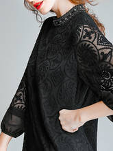 Vestido de seda verdadeira feminino, roupas vintage elegante e pretas para festa, 100%, 6q9562 2024 - compre barato