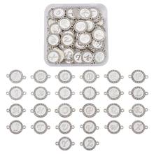 52pcs/box Alloy Enamel Links Connectors with Crystal Rhinestones Flat Round with Letter Alphabet for Jewelry Making 22x16x2mm 2024 - buy cheap