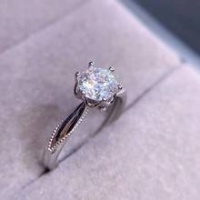 classic crackling moissanite gemstone ring fine jewelry 925 silver ornament 1 carat round gem engagement ring wedding girl gift 2024 - buy cheap