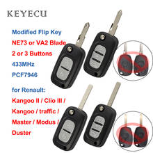 Keyecu Modified Flip Remote Car Key 433MHz PCF7946 for Renault Kangoo Clio III Modus Trafic Master Duster - NE73, VA2 Blade 2024 - buy cheap