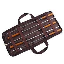 Brochetas de barbacoa en forma de U de 5 piezas, 16,5 ''(42cm), brocheta de Kebab de acero inoxidable, mango de madera, tenedores de barbacoa, bolsa de almacenamiento portátil de viaje 2024 - compra barato