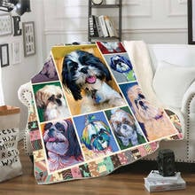 Флисовое одеяло Shih Tzu с 3d рисунком для кровати, походный и пикник, толстое стеганое одеяло, модное покрывало, покрывало из шерпы 2024 - купить недорого