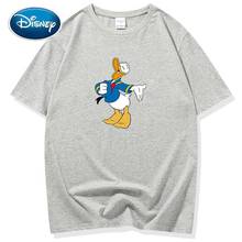 Disney Fashion Donald Duck Cartoon Print O-Neck Pullover Chic Couples Unisex Women Cotton T-Shirt Tee Short Sleeve Top 11 Color 2024 - buy cheap