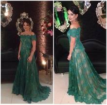 Green Mother Of The Bridal Dresses 2022 Off The Shoulder Lace Applique Floor Length A Line Formal Wedding Gown Party Dresses 2024 - buy cheap