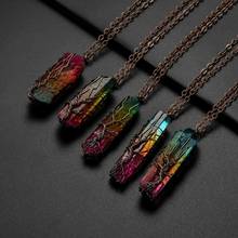 Vintage Handmade 7 Chakra Natural/Rainbow Stone tree of life Pendant Necklace for Women Men long chain statement Jewelry Gift 2024 - buy cheap