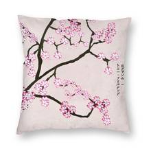 Capa de travesseiro decorativa japonesa flor de cerejeira rosa capa de almofada decorativa para casa japonesa sakura carro dupla face 2024 - compre barato