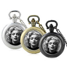 Классические модные дизайнерские стеклянные кварцевые карманные часы с кабошоном Marilyn Monroe, винтажные мужские и женские подвесные ожерелья, цепочки, часы, подарки 2024 - купить недорого