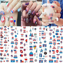 Morixi nail art sticker for Independence Day 12 colors flag hat iamge printing self glue nail art decals WG078 2024 - buy cheap