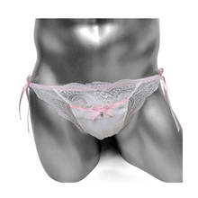 Sissy Men Lace Panties Thong With Bow Cute Lolita Mens Lovely Underwear Softy Breathable Low Waist Sissy Panties Sexy Lingerie 2024 - buy cheap