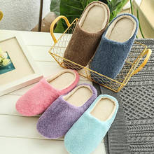 Winter Warm Home Women Fur Slippers Fashion Couple Flock Plush Solid Color Non Slip Warm Indoors Floor Lovers Ladies Shoes 2024 - buy cheap