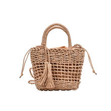 Fashion hollow small Cherry straw bag handmade shoulder woven bag holiday beach handbag cute woven cherry cross-body bag 2024 - buy cheap