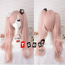 Peluca de hanganronpa Dangan Ronpa Junko enosima, color rosa claro, resistente al calor, pinza para el cabello, coletas, Cosplay 2024 - compra barato