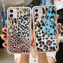 Funda de silicona con estampado de leopardo para iphone, carcasa trasera brillante con revestimiento geométrico, para modelos 12, 11 Pro max, X, XR, XS MAX, SE, 6S, 7 y 8 plus 2024 - compra barato