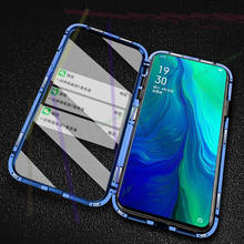 Capa de celular e revestimento magnético para oppo, capa de vidro frontal e traseira de metal, capa de celular oppo reno z com zoom 10x 2024 - compre barato