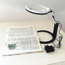 New Magnifying Desk Table Folding Handheld Lamp with 2.5X & 8X Magnifier 90mm with 10 LED Lighting and EU Power Charger 2024 - buy cheap