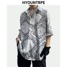 Camisa hawaiana de Hip-Hop para hombre, ropa de calle con estampado de cachemir Harajuku, de playa, Tops informales holgados de manga corta 2024 - compra barato