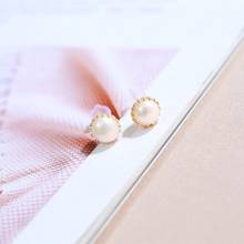 DMED014001 Pearl Earrings Silver 925 Jewelry Small Flower 6-7mm Pearl Studs Earrings For Women Gift 2024 - buy cheap