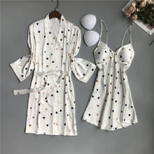 MECHCITIZ, Женская атласная пижама, халат, сексуальный шелковый халат, домашняя одежда для сна, женская ночная рубашка с нагрудными накладками 2024 - купить недорого