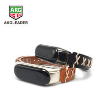 AKGLEADER mi Band 3 4 браслет ремешок для Xiao mi band 3 4 Винтажный стиль кожа Correa mi band 4 3 ремешок для часов 2024 - купить недорого