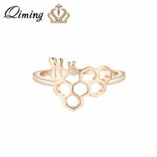 QIMING Cute Honeycomb Bee Women Rings Insect Pendant Beehive Golden Korean Jewelry Party Birthday Collar Wedding Ring 2024 - buy cheap