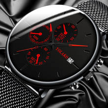 Moda masculina relógio de aço inoxidável malha cinto calendário quartzo esporte relógios negócios casual relógio para homem montre homme 2024 - compre barato
