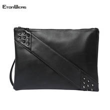Men Classic Rivet Clutch Bag Black PU Leather Messenger Bag Rock Envelope wallet women Day Clutches purse Business hand bags 2024 - buy cheap